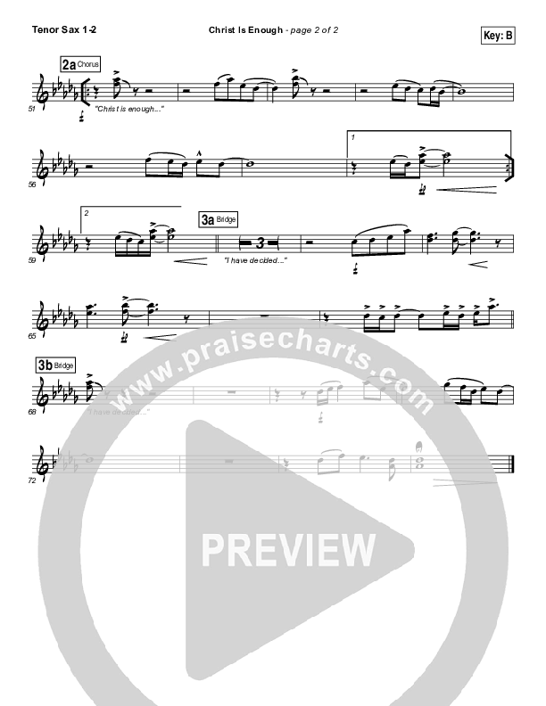 Christ Is Enough Tenor Sax 1/2 (Hillsong Worship)