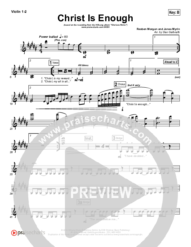 Christ Is Enough Violin 1/2 (Hillsong Worship)