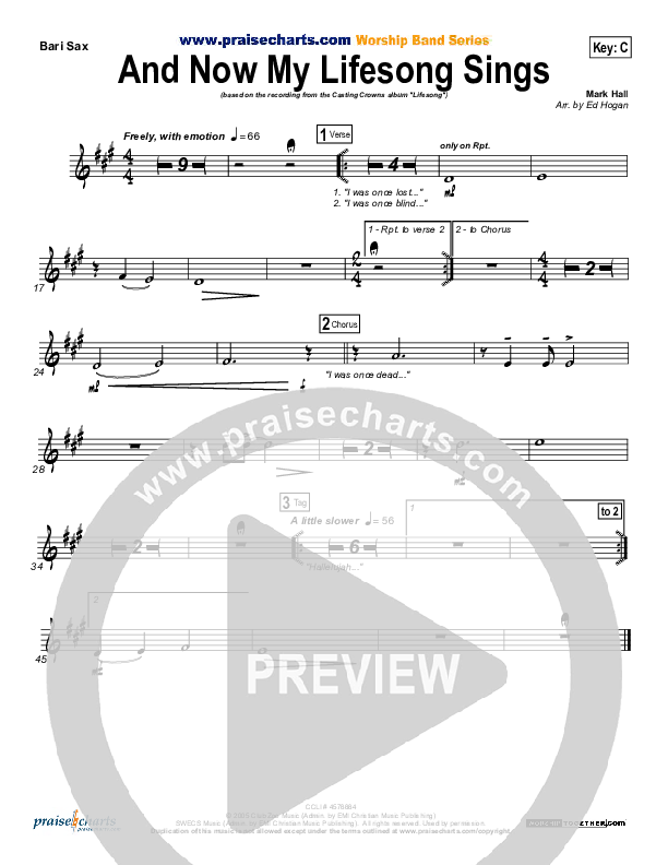 And Now My Lifesong Sings Bari Sax (Casting Crowns)