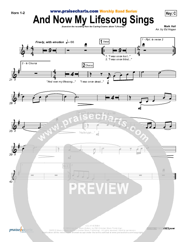 And Now My Lifesong Sings French Horn 1/2 (Casting Crowns)