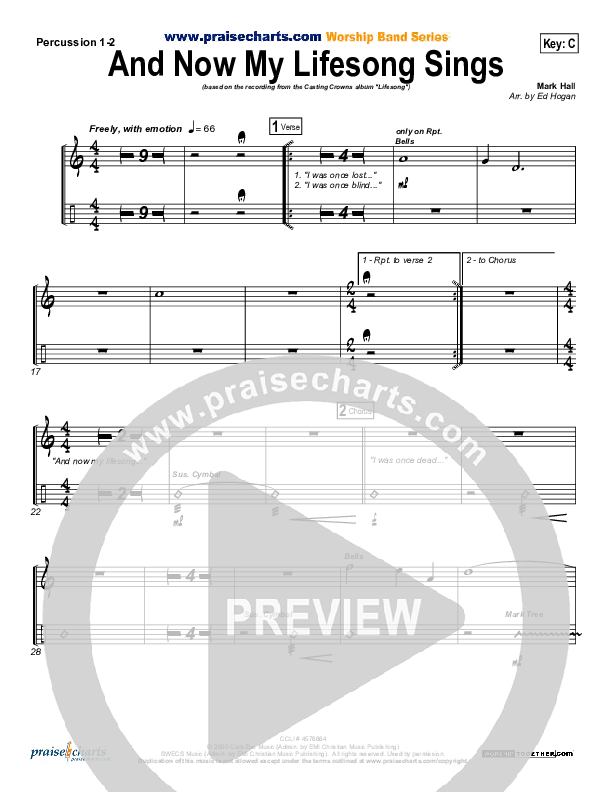 And Now My Lifesong Sings Percussion 1/2 (Casting Crowns)