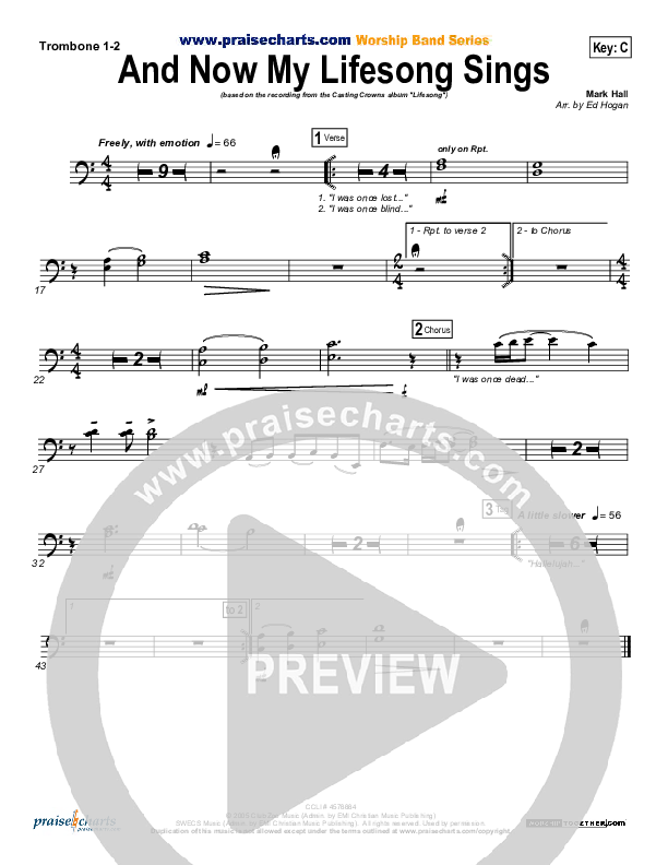 And Now My Lifesong Sings Trombone 1/2 (Casting Crowns)