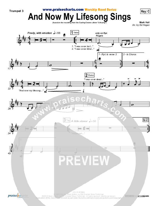 And Now My Lifesong Sings Brass Pack (Casting Crowns)