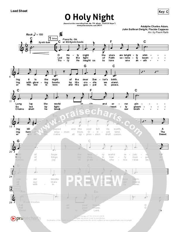 O Holy Night Lead Sheet (NCC Worship)