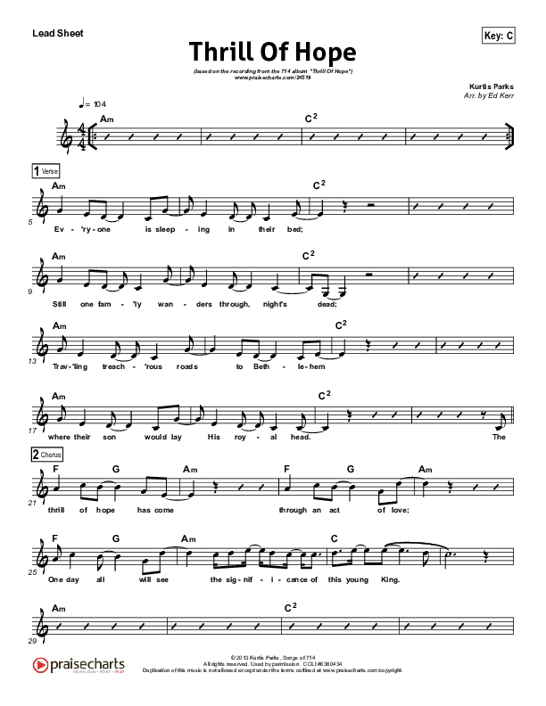 Thrill of Hope Lead Sheet (NCC Worship)