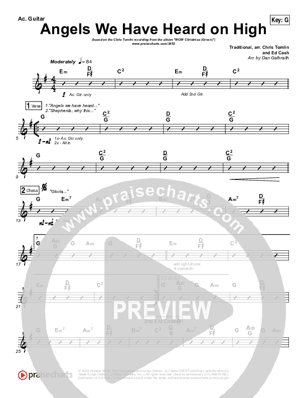 Angels We Have Heard On High Acoustic Guitar (Chris Tomlin)