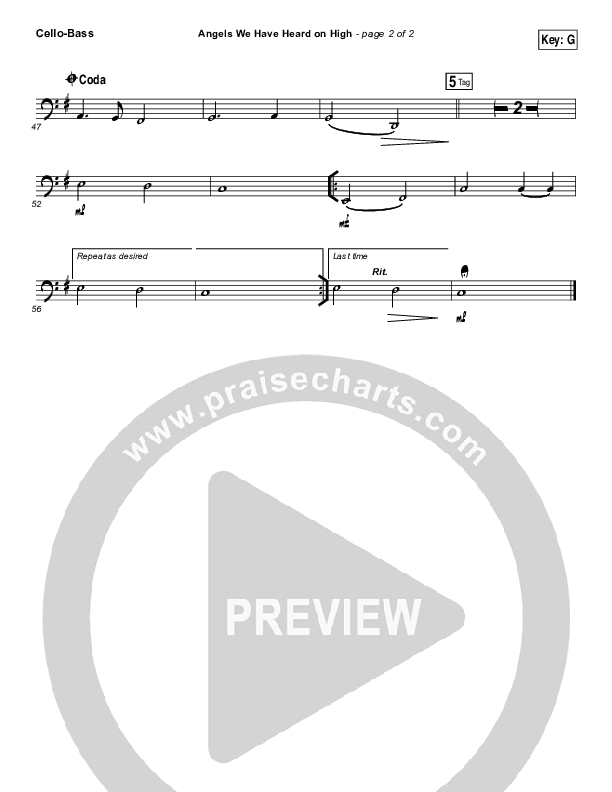 Angels We Have Heard On High Cello/Bass (Chris Tomlin)