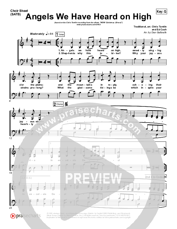 Angels We Have Heard On High Choir Sheet (SATB) (Chris Tomlin)