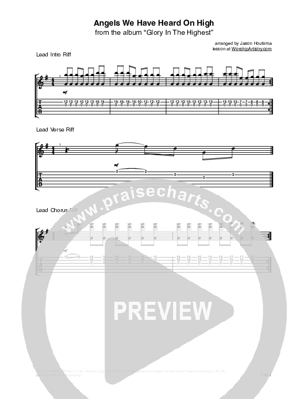 Angels We Have Heard On High Guitar TAB/Riffs (Chris Tomlin)