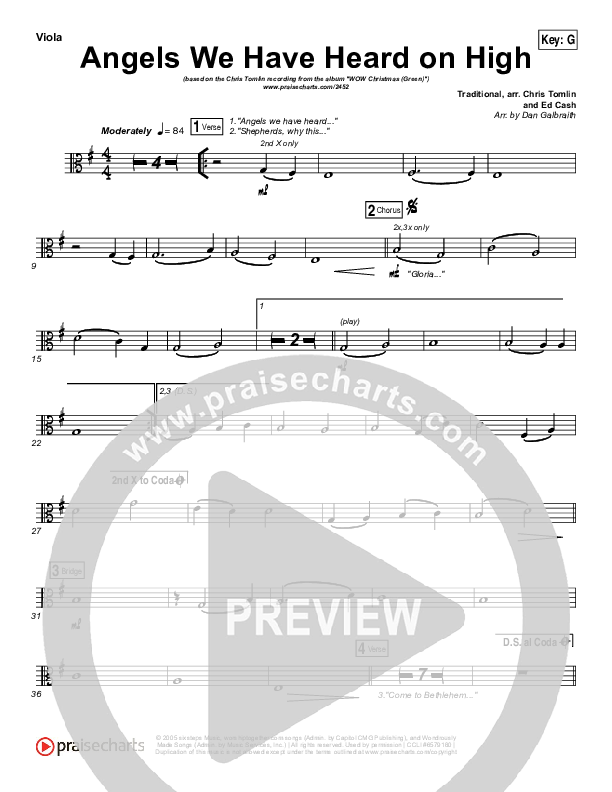 Angels We Have Heard On High Viola (Chris Tomlin)