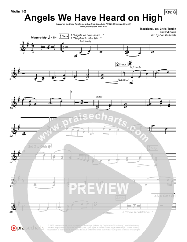 Angels We Have Heard On High Violin 1/2 (Chris Tomlin)