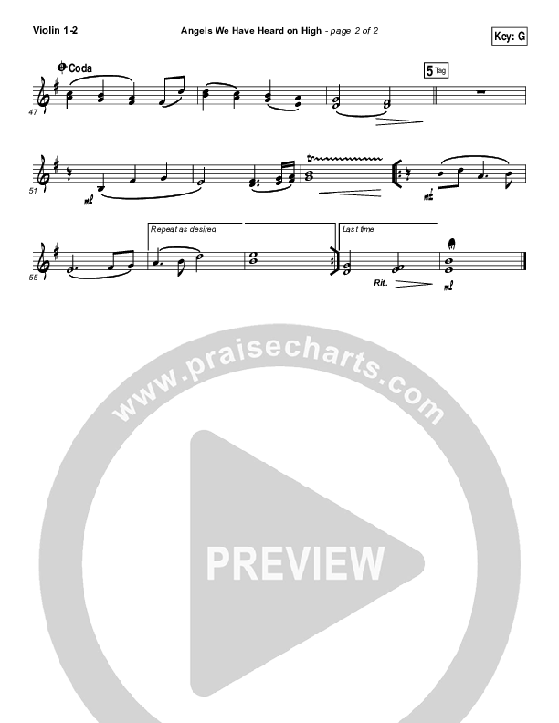 Angels We Have Heard On High Violin 1/2 (Chris Tomlin)