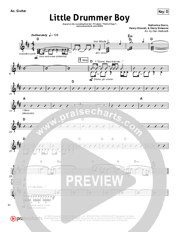 Little Drummer Boy (Prince Of Peace) Rhythm Chart (NCC Worship)