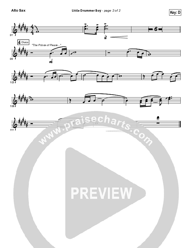 Little Drummer Boy (Prince Of Peace) Alto Sax (NCC Worship)