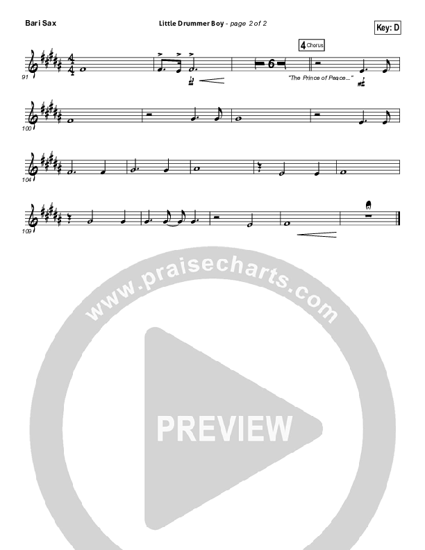 Little Drummer Boy (Prince Of Peace) Bari Sax (NCC Worship)