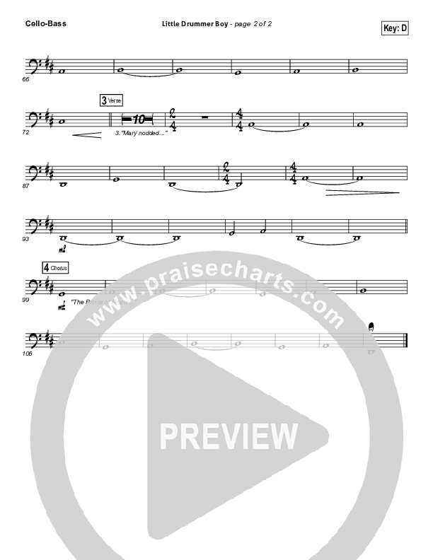 Little Drummer Boy (Prince Of Peace) Cello/Bass (NCC Worship)