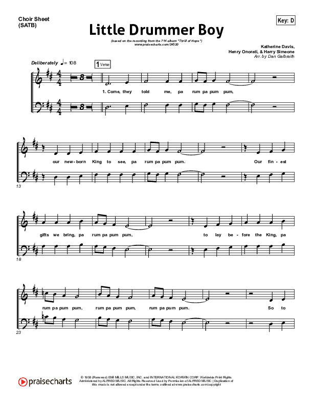 Little Drummer Boy (Prince Of Peace) Choir Sheet (SATB) (NCC Worship)