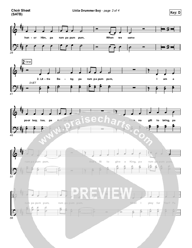 Little Drummer Boy (Prince Of Peace) Choir Sheet (SATB) (NCC Worship)