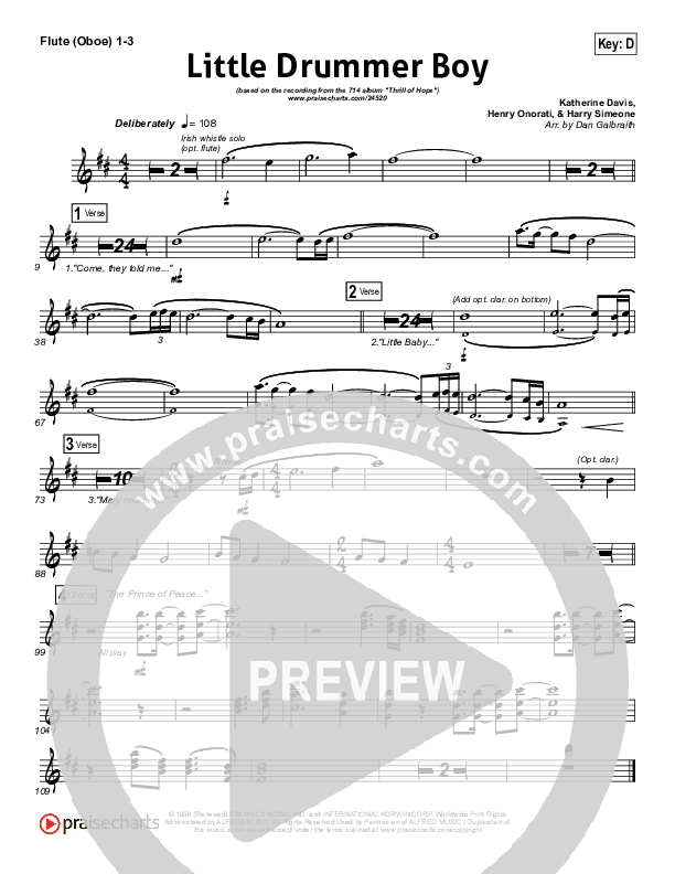 Little Drummer Boy (Prince Of Peace) Flute/Oboe 1/2/3 (NCC Worship)