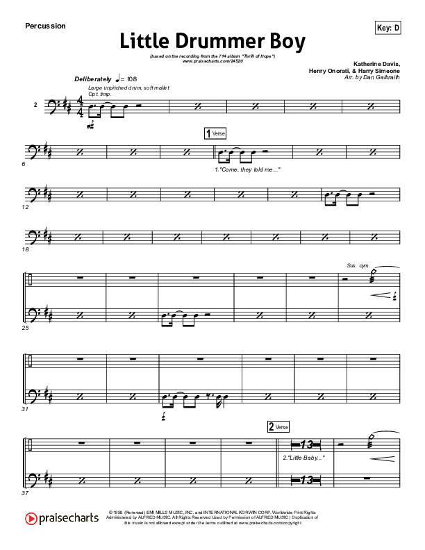 Little Drummer Boy (Prince Of Peace) Percussion (NCC Worship)