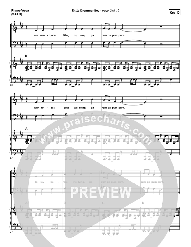 Little Drummer Boy (Prince Of Peace) Piano/Vocal (SATB) (NCC Worship)