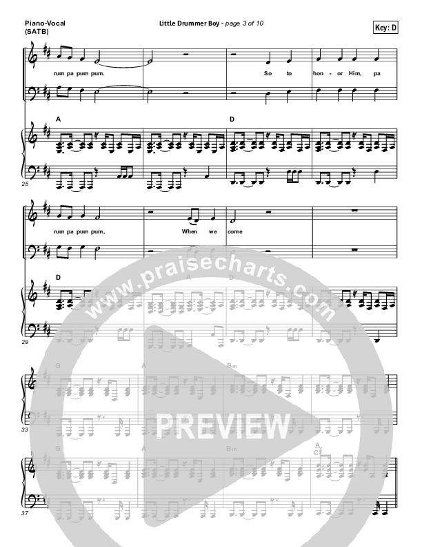 Little Drummer Boy (Prince Of Peace) Piano/Vocal (SATB) (NCC Worship)