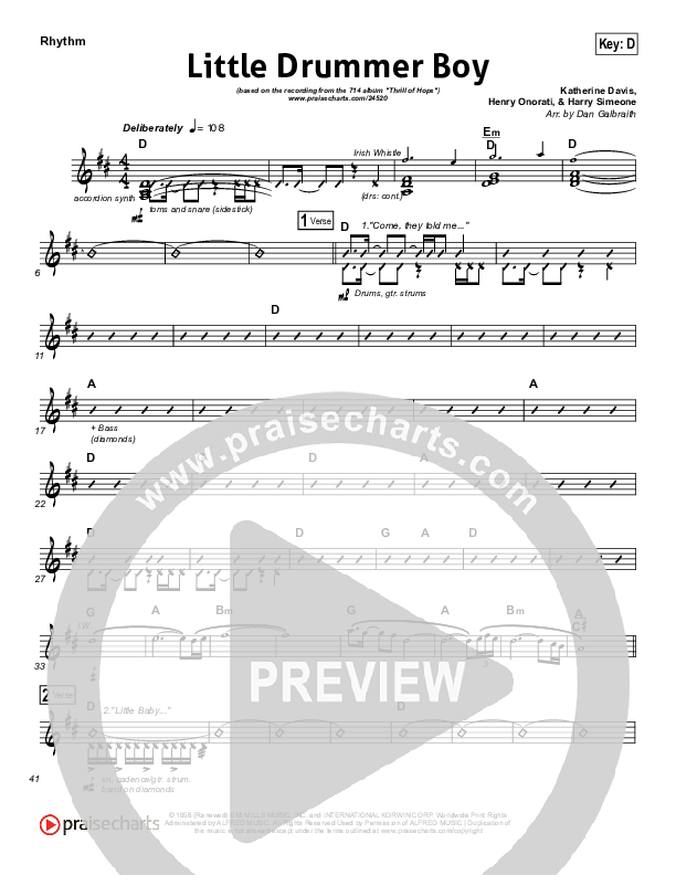 Little Drummer Boy (Prince Of Peace) Rhythm Chart (NCC Worship)