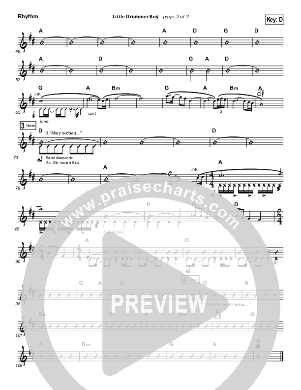 Little Drummer Boy (Prince Of Peace) Rhythm Chart (NCC Worship)