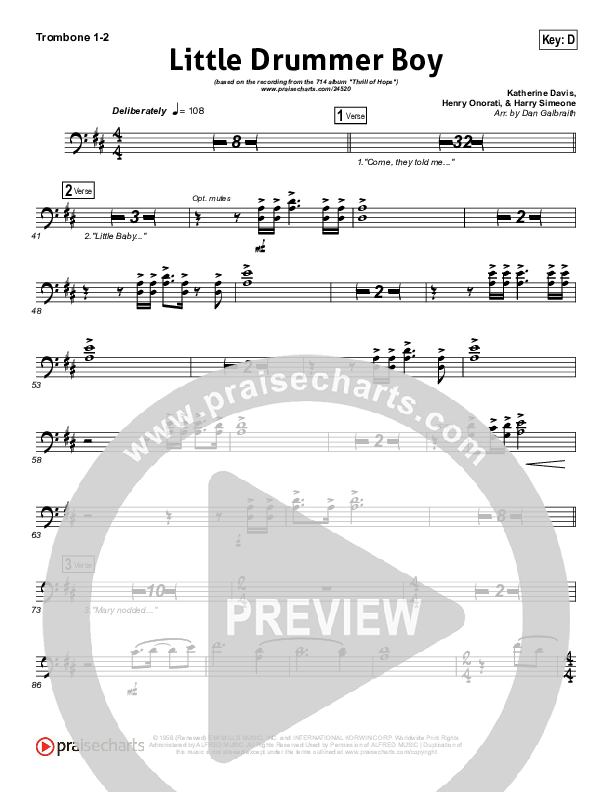 Little Drummer Boy (Prince Of Peace) Trombone 1/2 (NCC Worship)