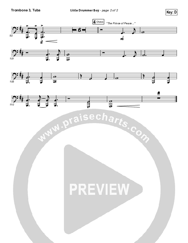 Little Drummer Boy (Prince Of Peace) Trombone 3/Tuba (NCC Worship)