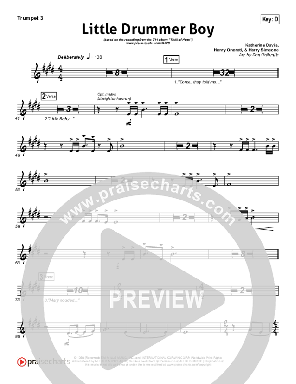 Little Drummer Boy (Prince Of Peace) Trumpet 3 (NCC Worship)