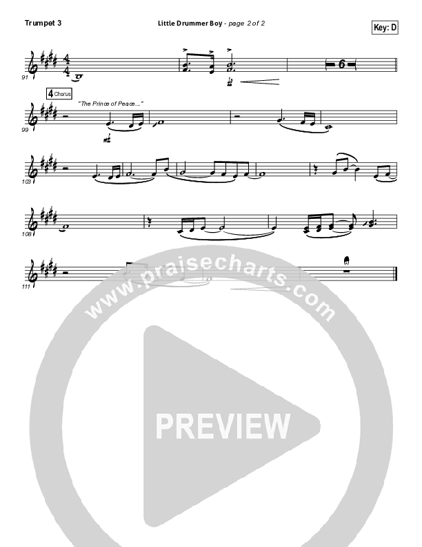 Little Drummer Boy (Prince Of Peace) Trumpet 3 (NCC Worship)