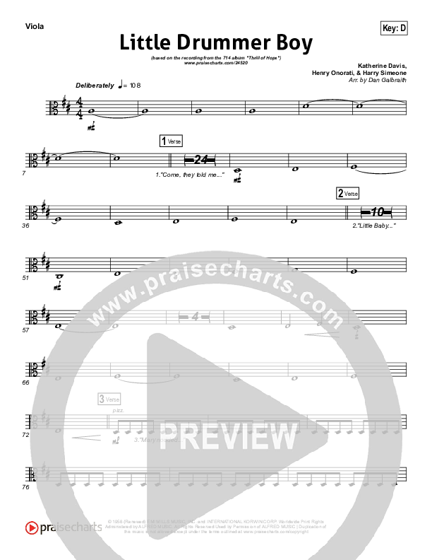 Little Drummer Boy (Prince Of Peace) Viola (NCC Worship)