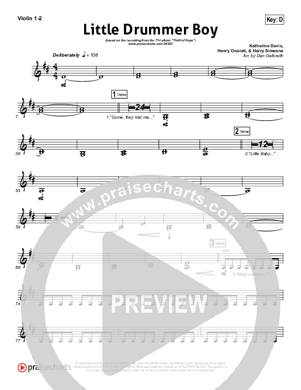 Little Drummer Boy (Prince Of Peace) Violin 1/2 (NCC Worship)