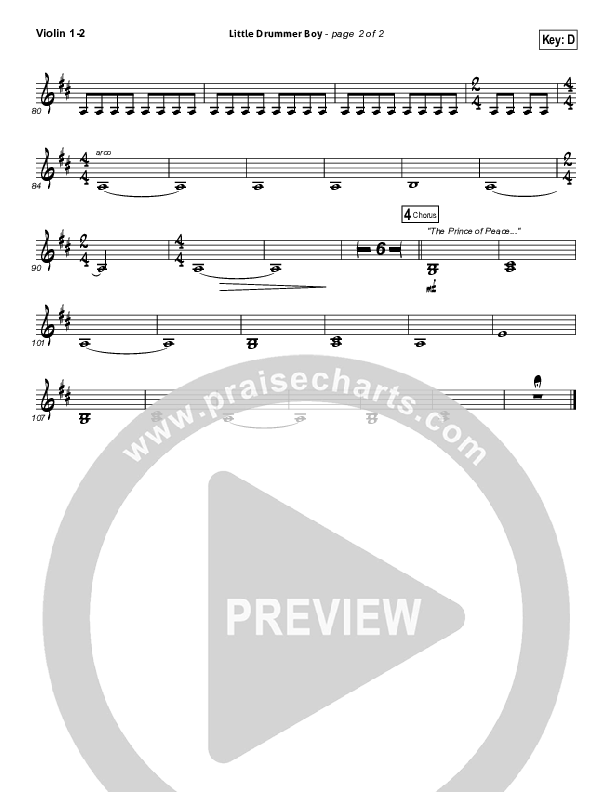 Little Drummer Boy (Prince Of Peace) Violin 1/2 (NCC Worship)
