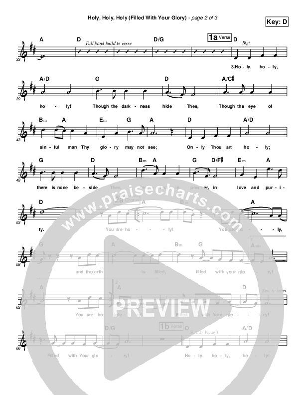 Holy Holy Holy (Filled With Your Glory) Lead Sheet (Toby Baxley)