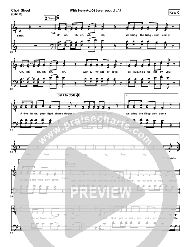 With Every Act Of Love Choir Vocals (SATB) (Jason Gray)