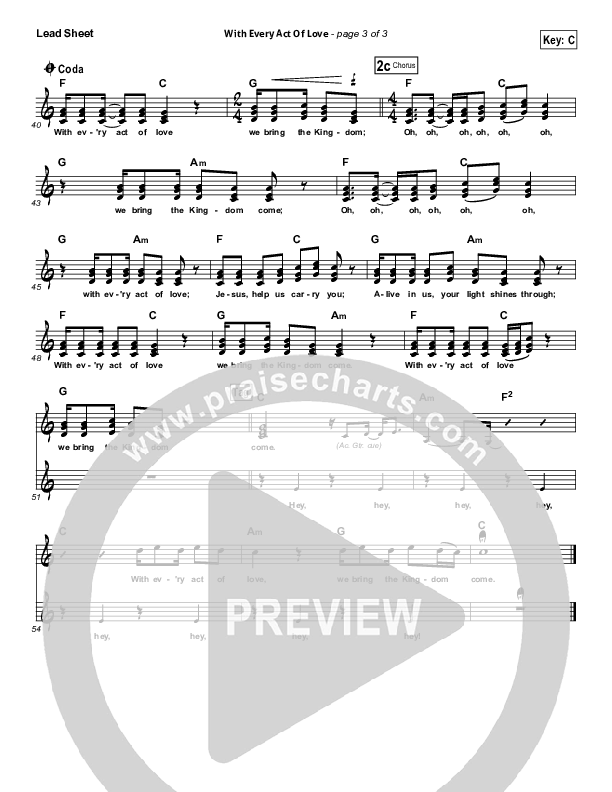 With Every Act Of Love Lead Sheet (Jason Gray)