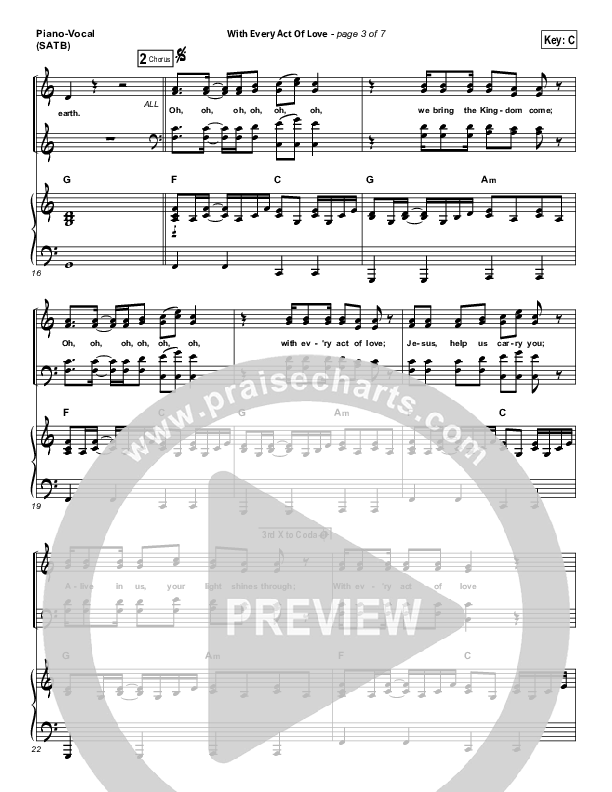 With Every Act Of Love Piano/Vocal (SATB) (Jason Gray)