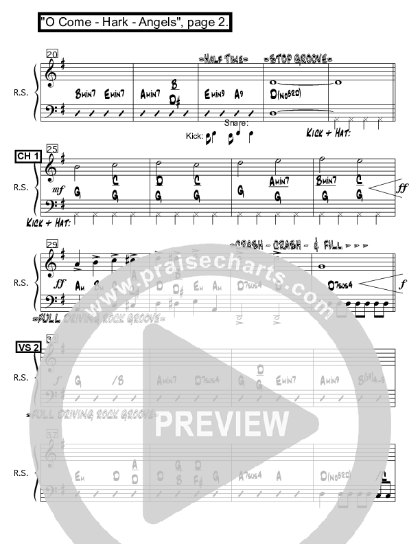 O Come Hark Angels Rhythm Chart (Ron Kenoly)