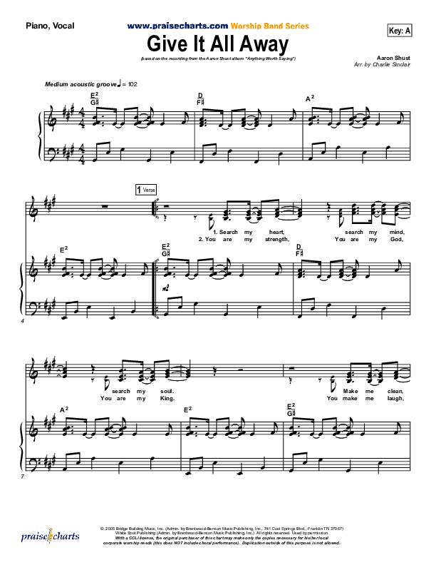 Give It All Away Lead & Piano (Aaron Shust)