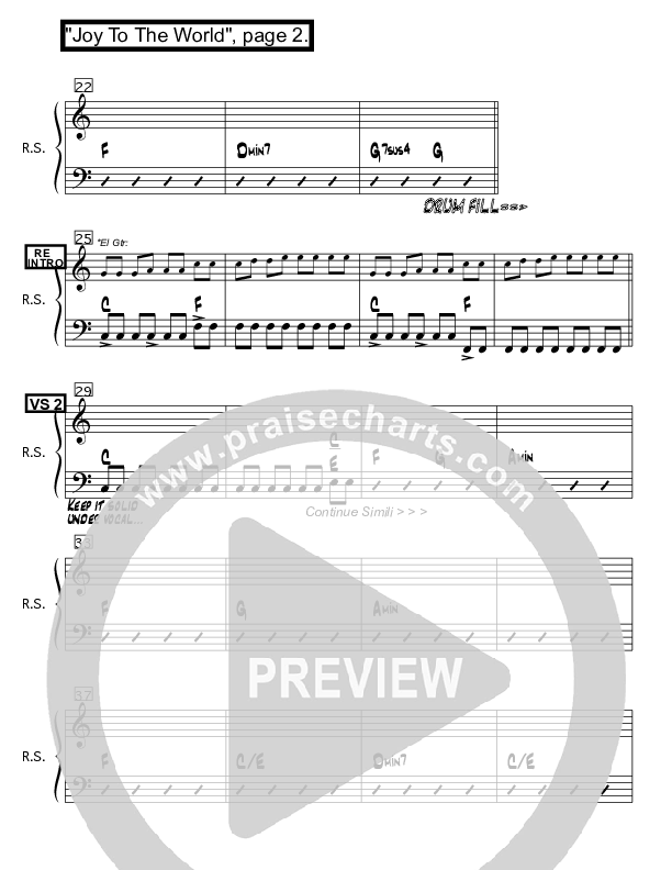 Joy To The World Rhythm Chart (Bob Fitts)