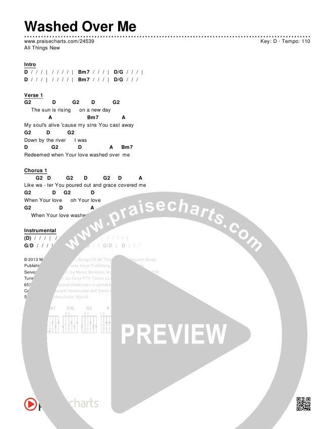 Washed Over Me Chords & Lyrics (All Things New)