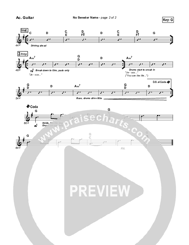 No Sweeter Name Acoustic Guitar (Gateway Worship)