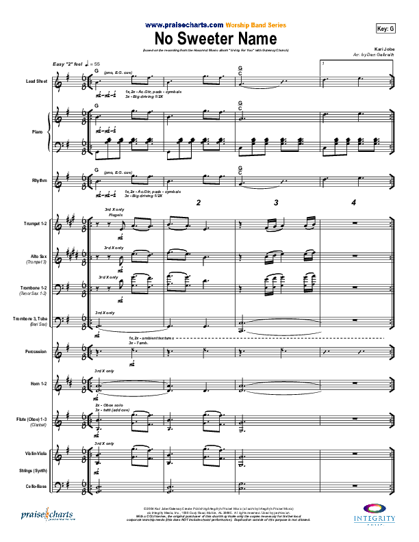No Sweeter Name Conductor's Score (Gateway Worship)