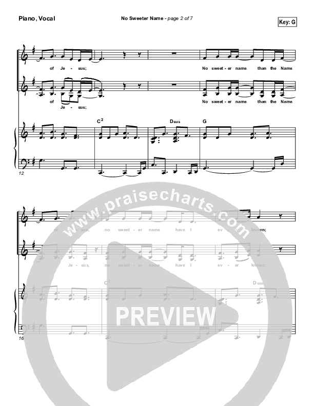 No Sweeter Name Piano/Vocal (Gateway Worship)
