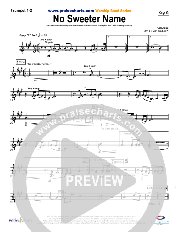 No Sweeter Name Trumpet 1,2 (Gateway Worship)