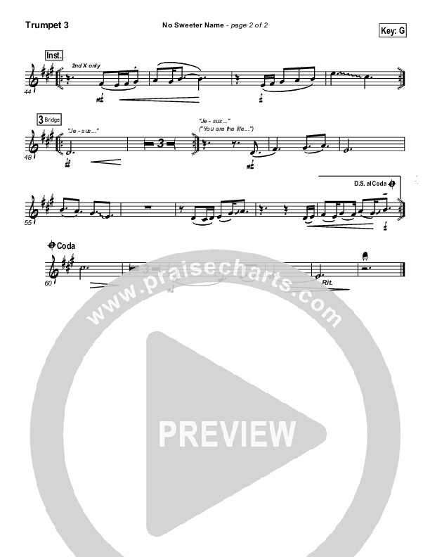 No Sweeter Name Trumpet 3 (Gateway Worship)