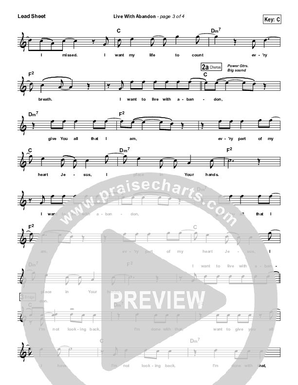 Live With Abandon Lead Sheet (Newsboys)