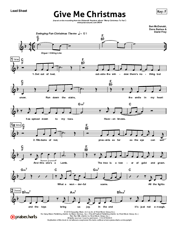 Give Me Christmas Lead Sheet (Sidewalk Prophets)